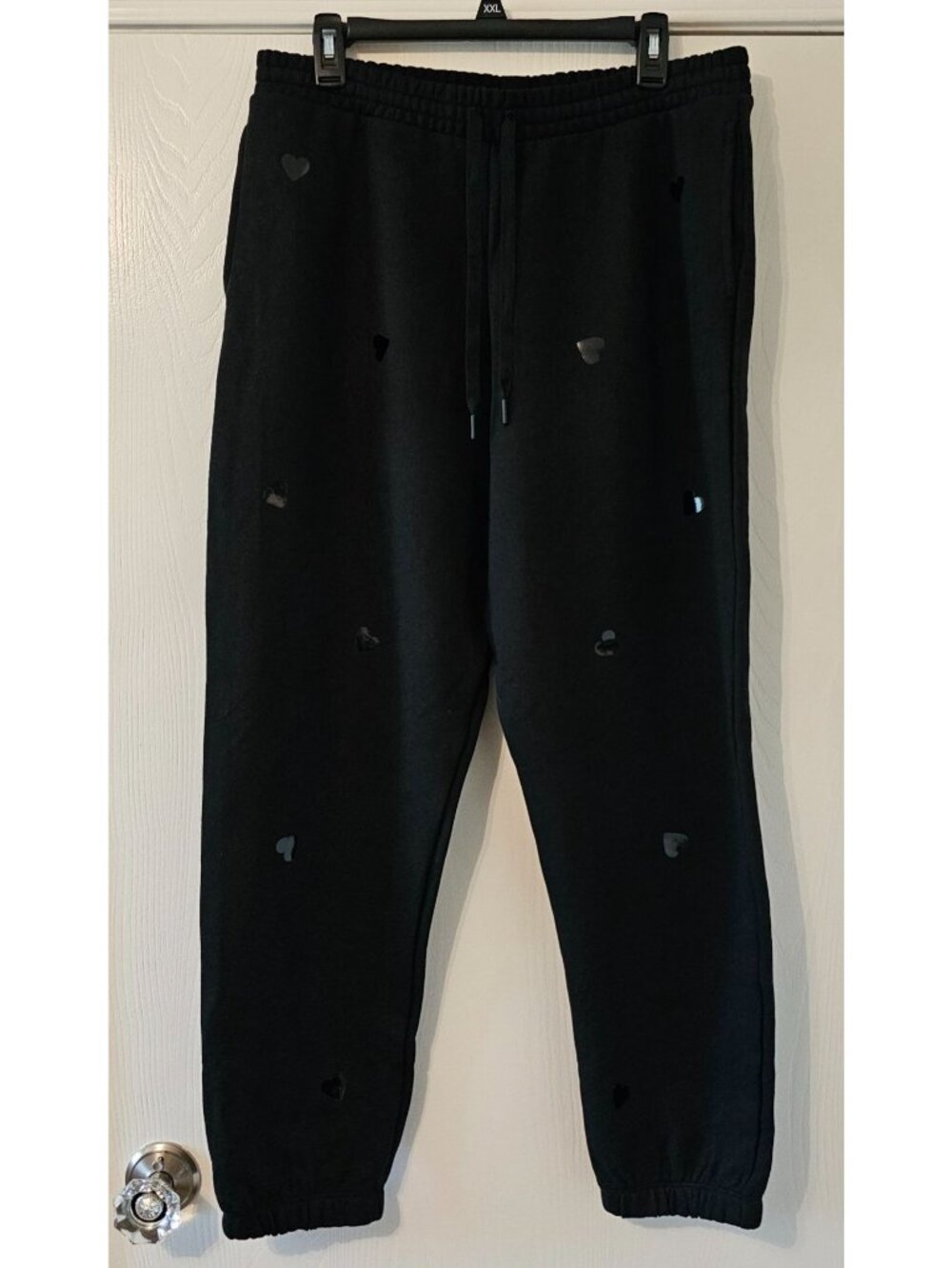 NWT Womens Victorias Secret Joggers W/Heart Detail Sz L Comfy Dark Romantic Cozy